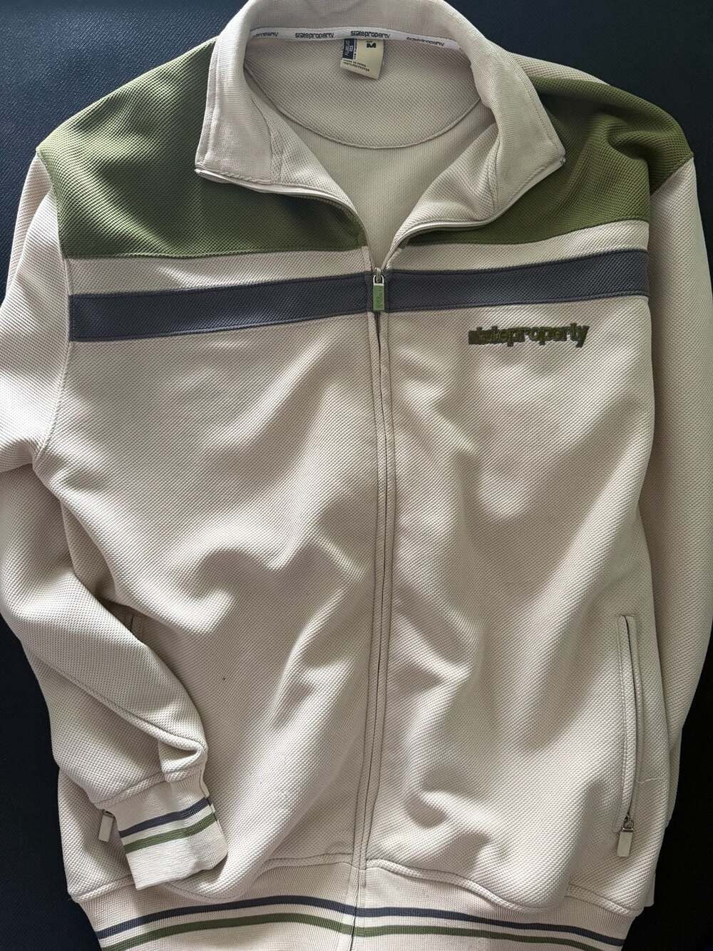 State Property Full Zip Track Jacket Cream Green
